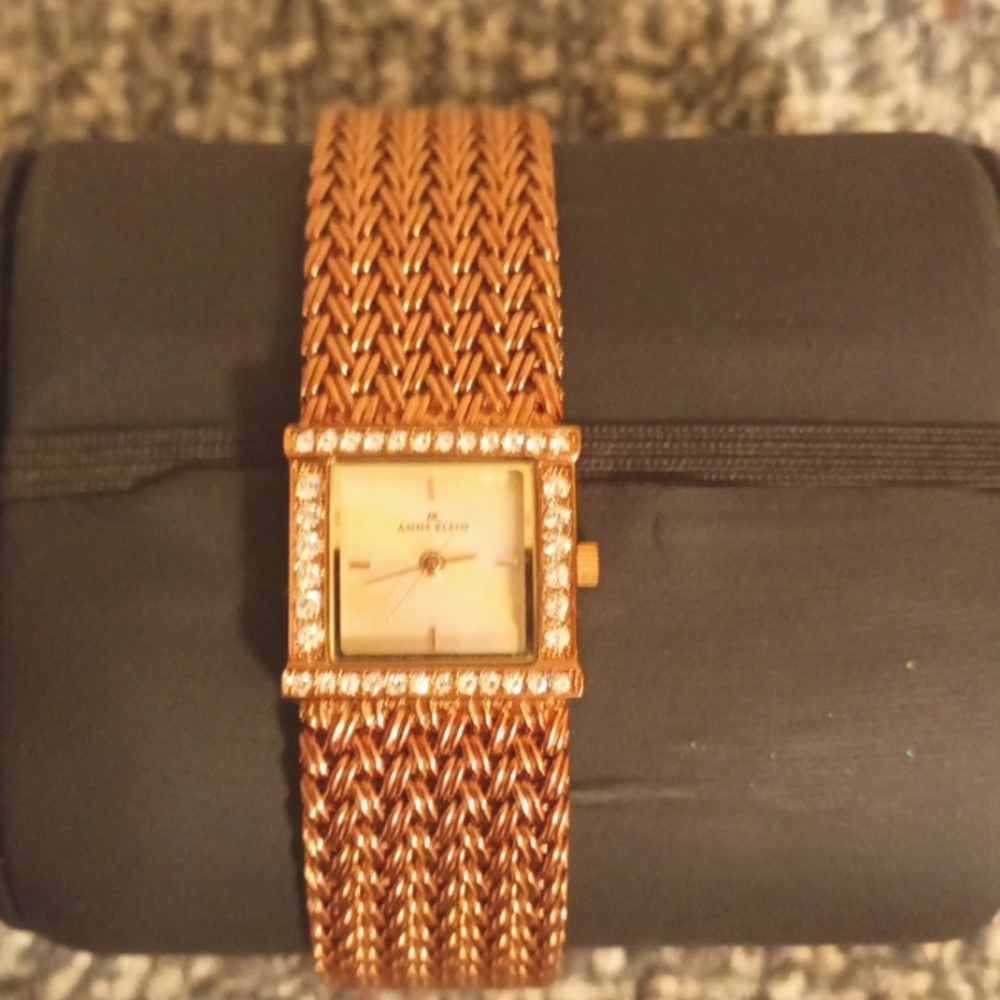 Anne Klein mother pearl rose gold women's watch